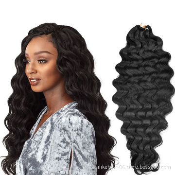 High Quality Long Black Pre-feathered Hybrid Water Wave Braids 3x Body Ocean Wave For Bulk Braiding Synthetic Hair Extensions